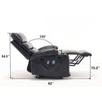 Canapé inclinable électrique avec massage par vibrations à 8 points, chauffage, minuterie réglable, télécommande et porte-gobelet
