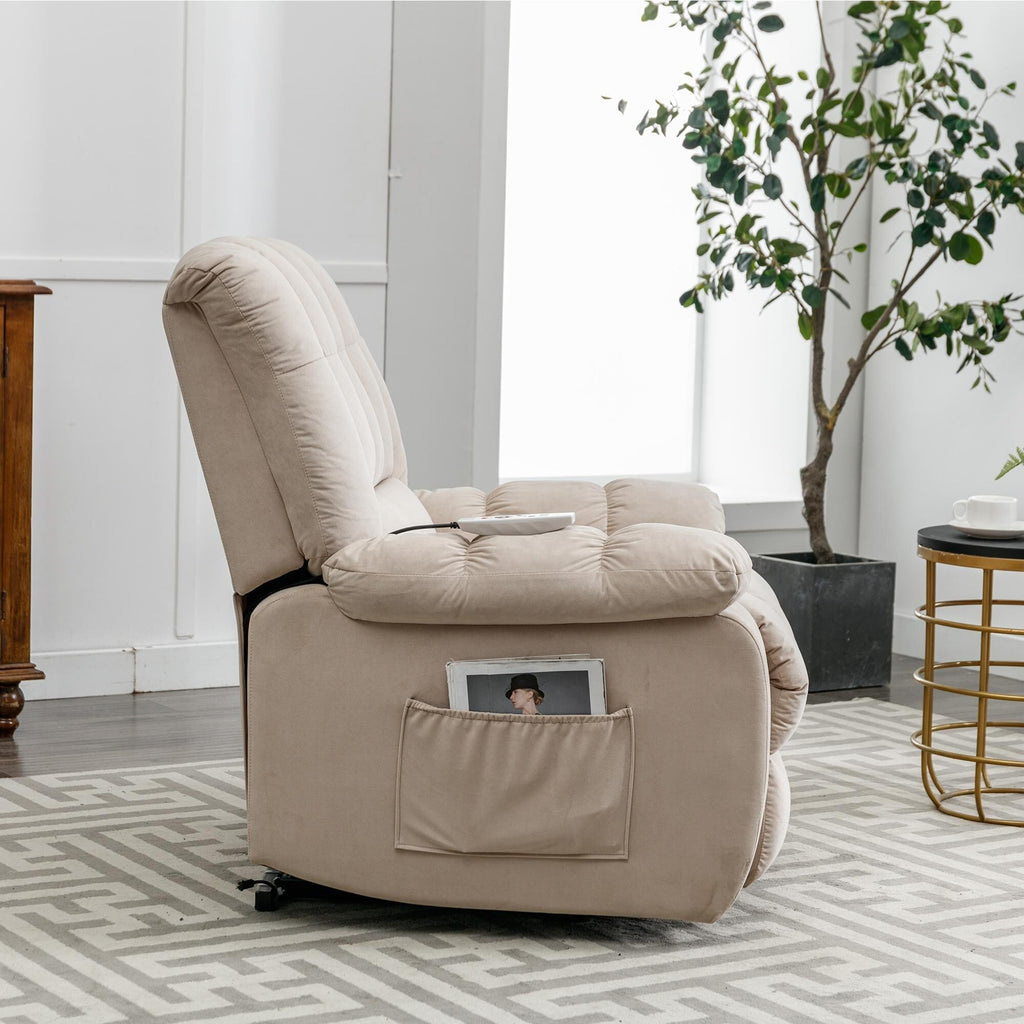 Fauteuil inclinable électrique avec chauffage, massage et rangement latéral pour salon ou chambre