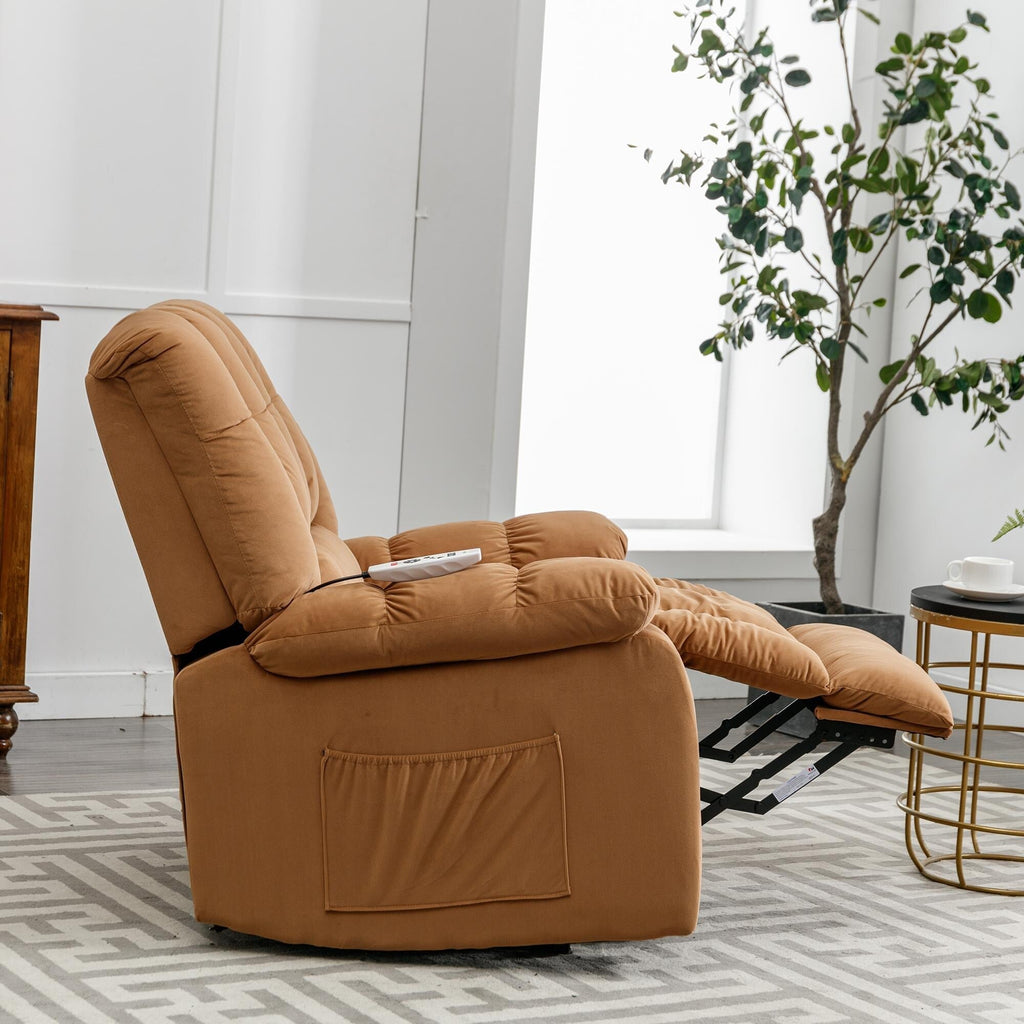 Fauteuil inclinable électrique avec chauffage, massage et rangement latéral pour salon ou chambre