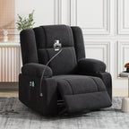 Fauteuil inclinable électrique avec chauffage, massage, support de téléphone 360°, porte-gobelets et poches latérales pour personnes âgées