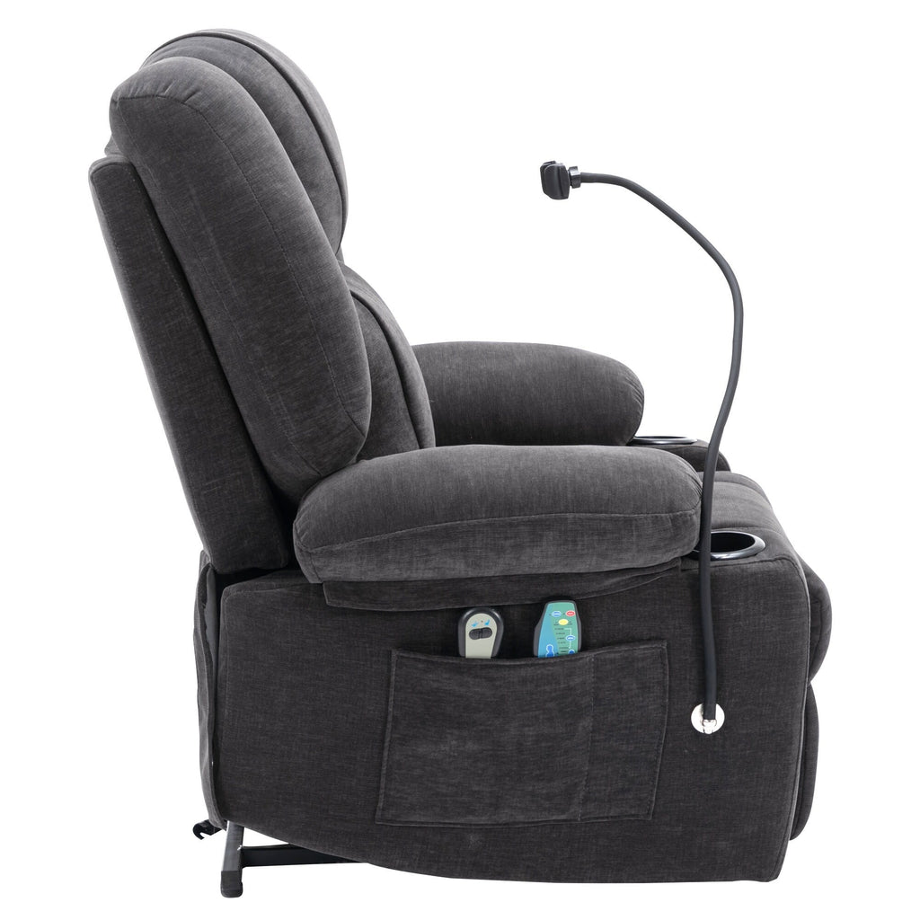 Fauteuil inclinable électrique avec massage, chauffage, porte-gobelets et pivot