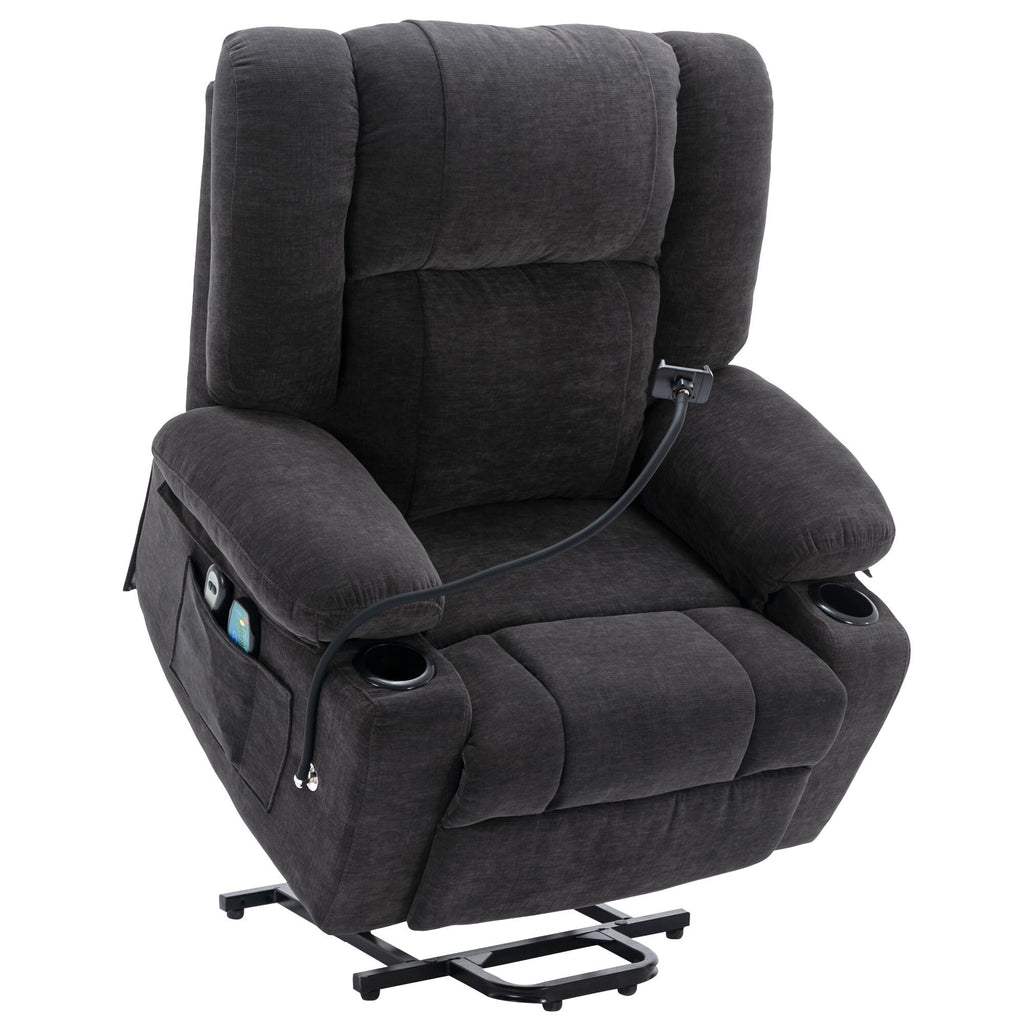 Fauteuil inclinable électrique avec massage, chauffage, porte-gobelets et pivot