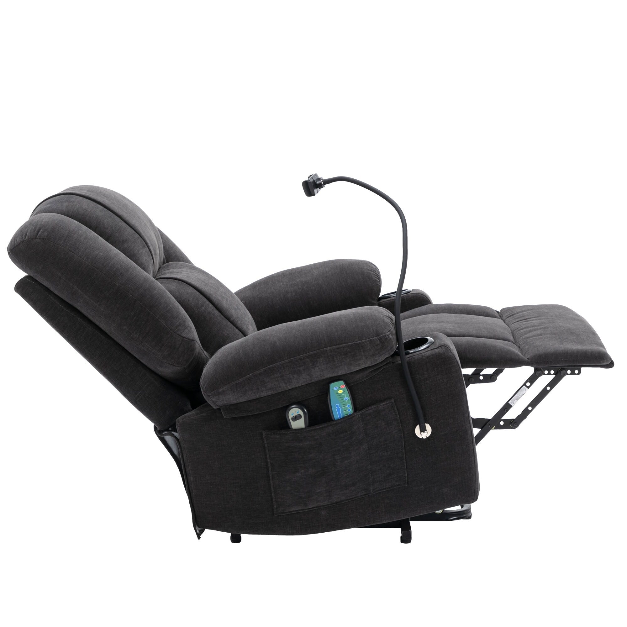 Fauteuil inclinable électrique avec massage, chauffage, porte-gobelets et pivot