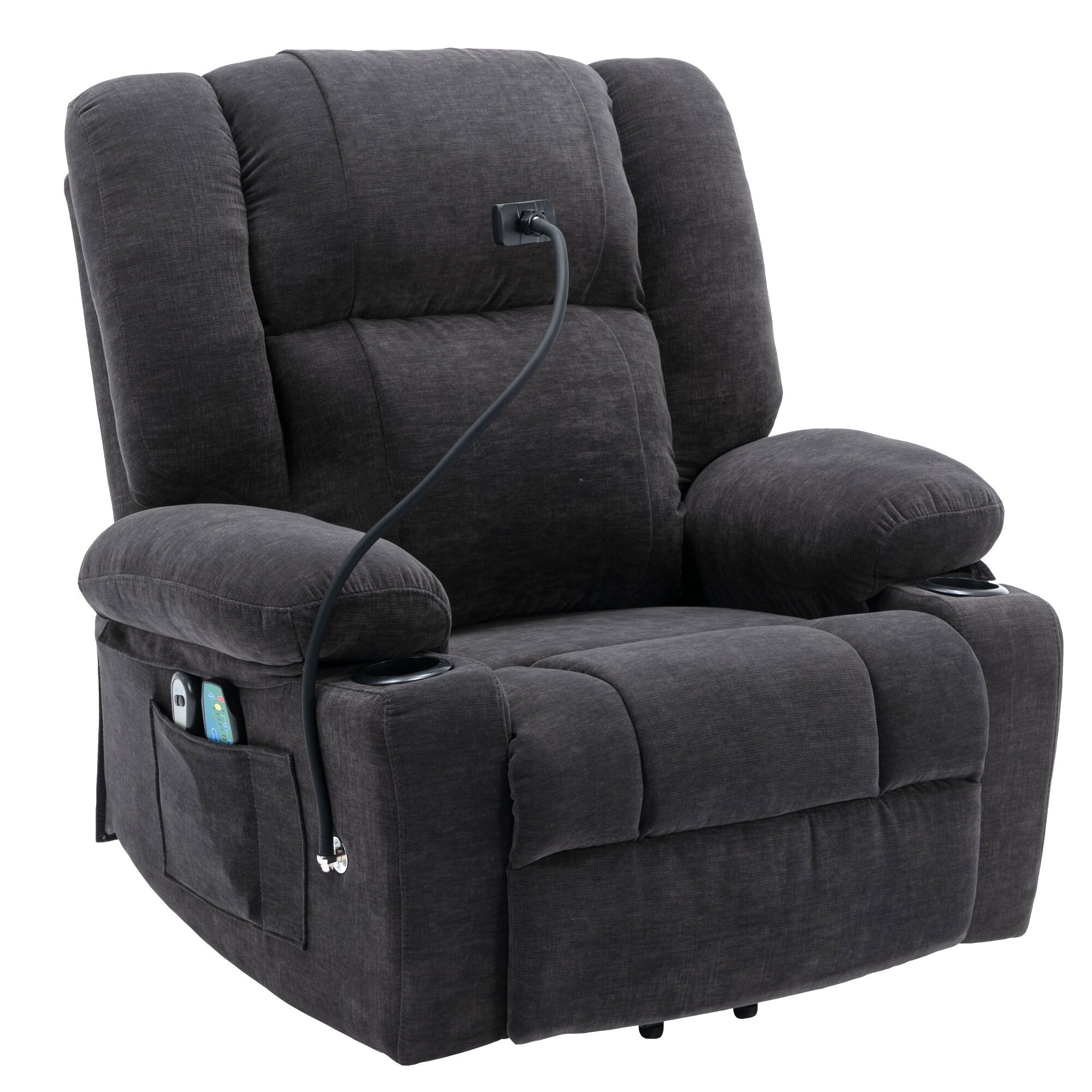 Fauteuil inclinable électrique avec massage, chauffage, porte-gobelets et pivot