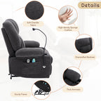 Fauteuil inclinable électrique avec massage, chauffage, porte-gobelets et pivot