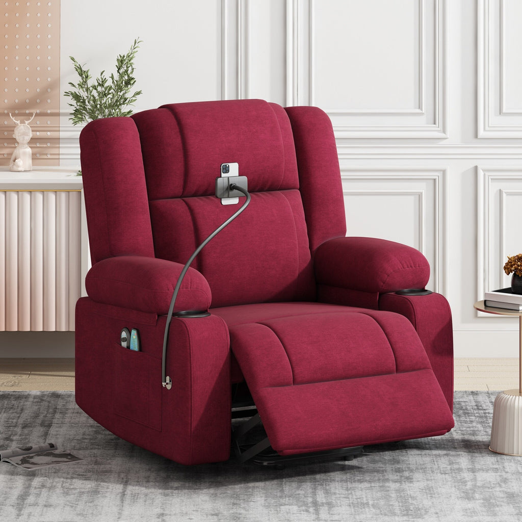 Fauteuil inclinable électrique avec massage, chauffage, porte-gobelets et pivot