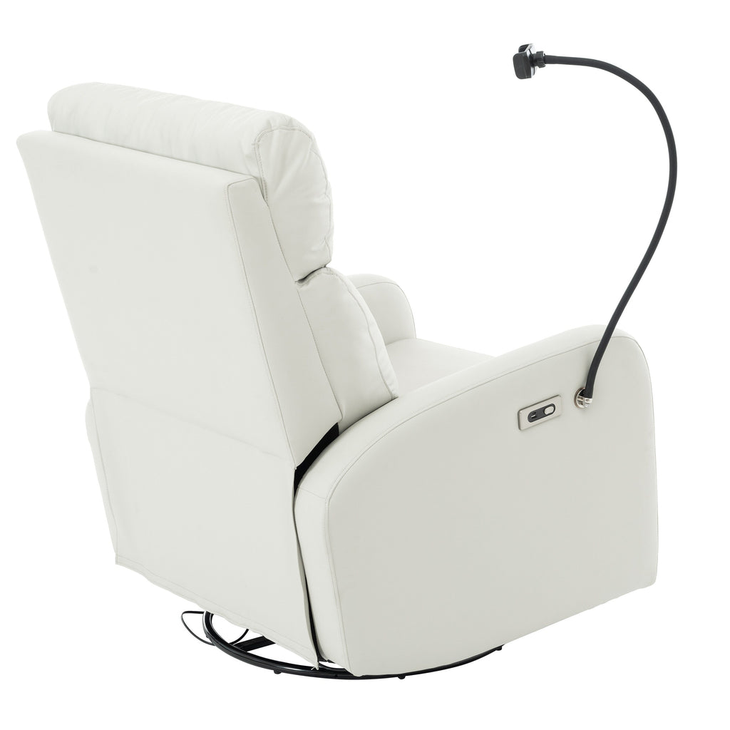 Fauteuil inclinable électrique pivotant à 270°, ports USB et repose-pieds réglable pour salon et chambre d'enfant