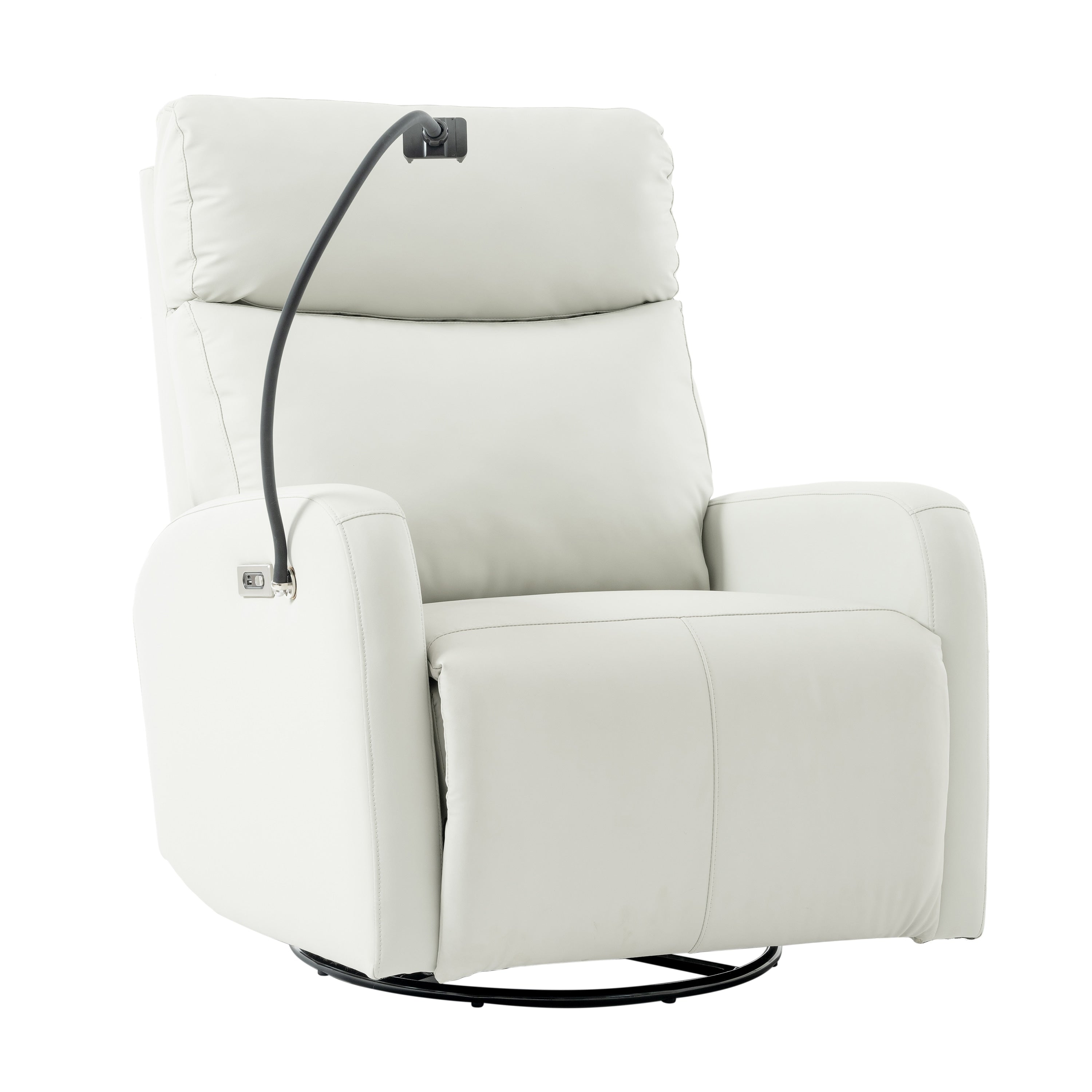 Fauteuil inclinable électrique pivotant à 270°, ports USB et repose-pieds réglable pour salon et chambre d'enfant