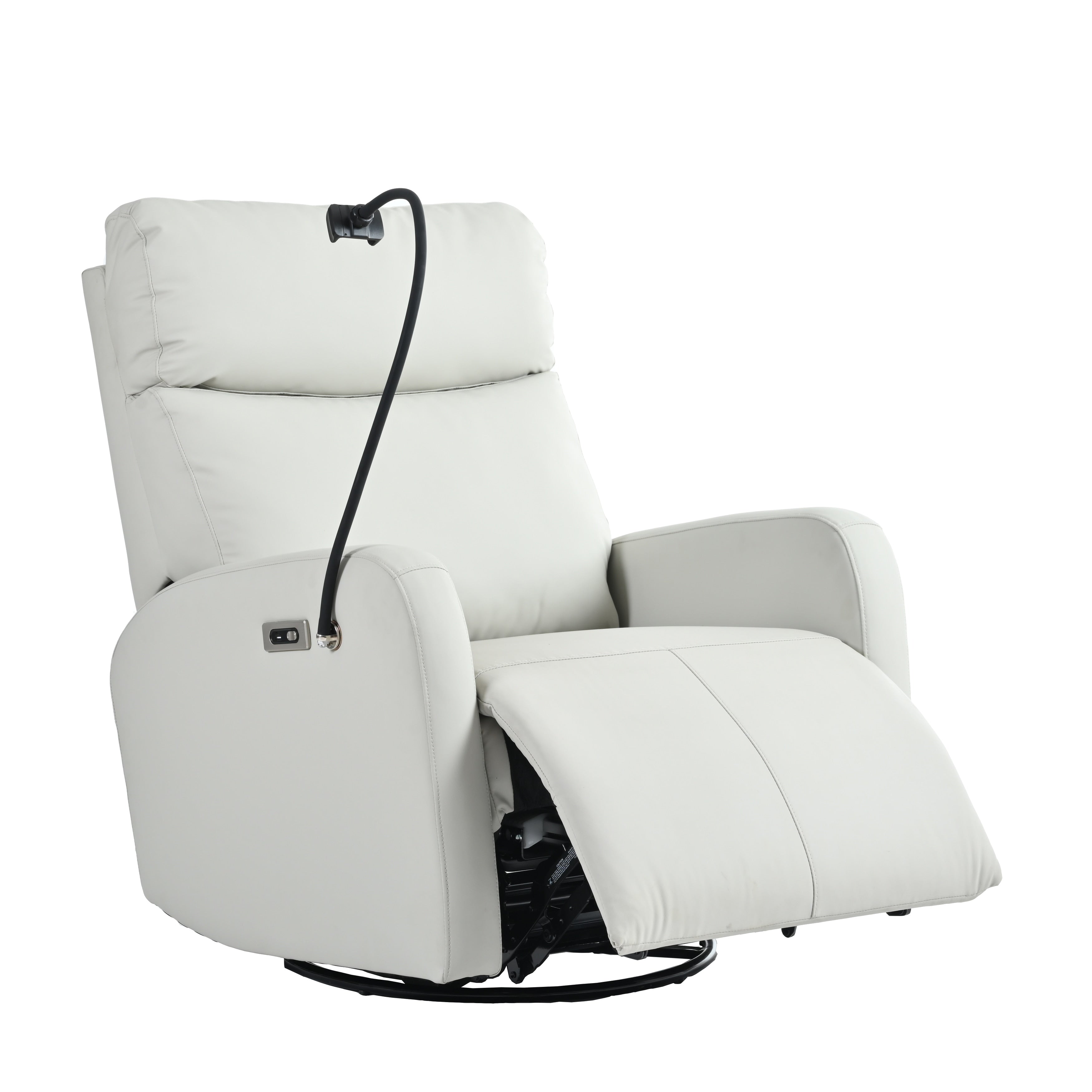 Fauteuil inclinable électrique pivotant à 270°, ports USB et repose-pieds réglable pour salon et chambre d'enfant
