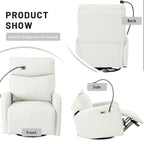 Fauteuil inclinable électrique pivotant à 270°, ports USB et repose-pieds réglable pour salon et chambre d'enfant