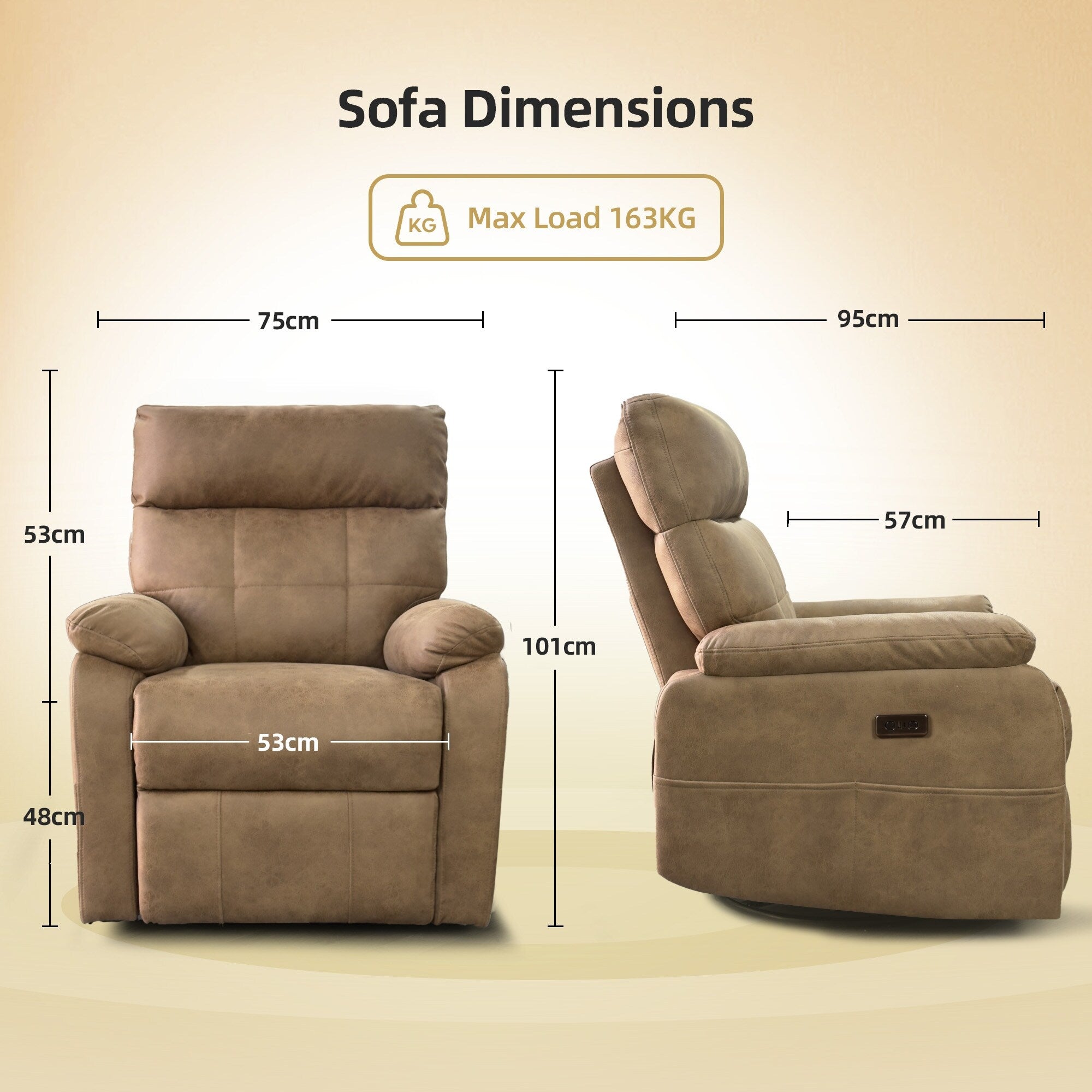 Fauteuil inclinable pivotant électrique - Fauteuil inclinable massant surdimensionné avec chargement USB/Type-C, fonction de bascule rotative à 360°