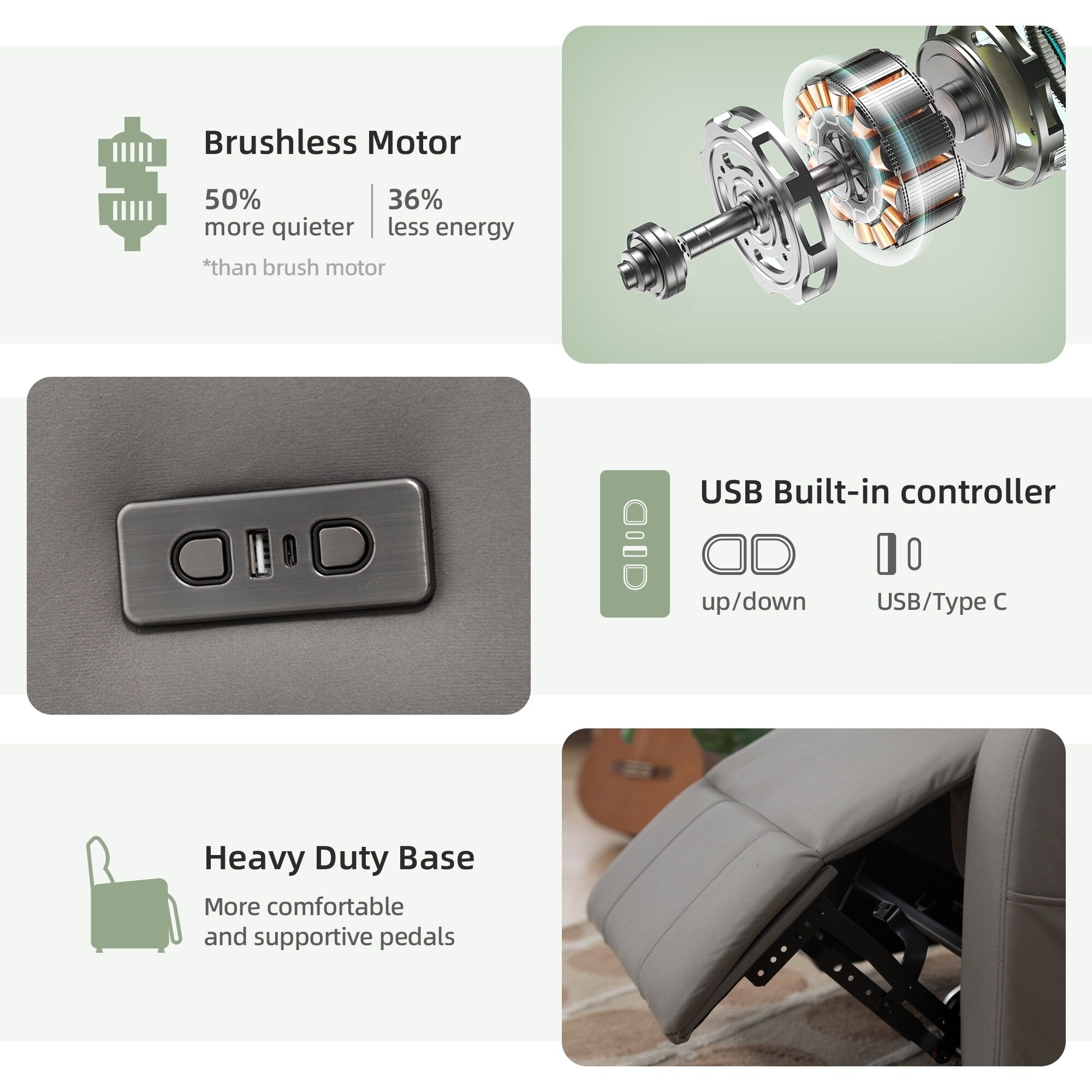 Fauteuil inclinable pivotant électrique - Fauteuil inclinable massant surdimensionné avec chargement USB/Type-C, fonction de bascule rotative à 360°