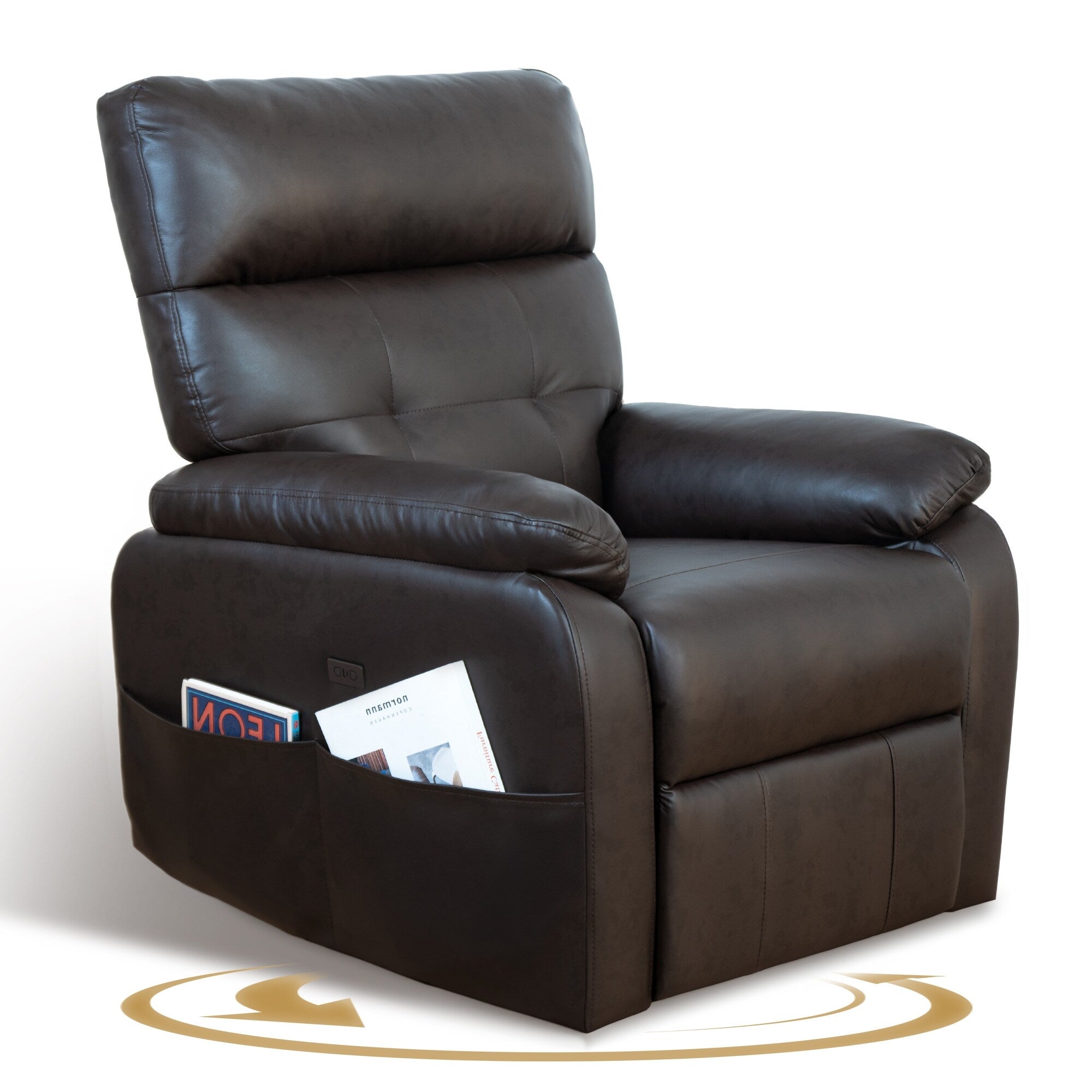 Fauteuil inclinable pivotant électrique - Fauteuil inclinable massant surdimensionné en cuir PU avec chargement USB/Type-C