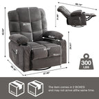 Fauteuil inclinable électrique avec inclinaison réglable à 139°, massage 8 points et chauffage lombaire, moteur Okin, chargement USB et rangement latéral