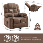 Fauteuil inclinable électrique avec inclinaison réglable à 139°, massage 8 points et chauffage lombaire, moteur Okin, chargement USB et rangement latéral