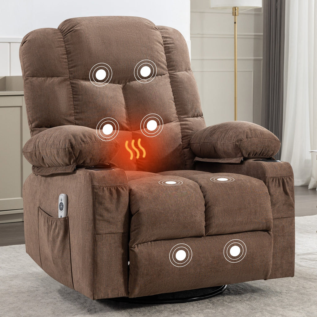 Fauteuil inclinable électrique avec inclinaison réglable à 139°, massage 8 points et chauffage lombaire, moteur Okin, chargement USB et rangement latéral