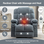 Fauteuil inclinable électrique avec inclinaison réglable à 139°, massage 8 points et chauffage lombaire, moteur Okin, chargement USB et rangement latéral