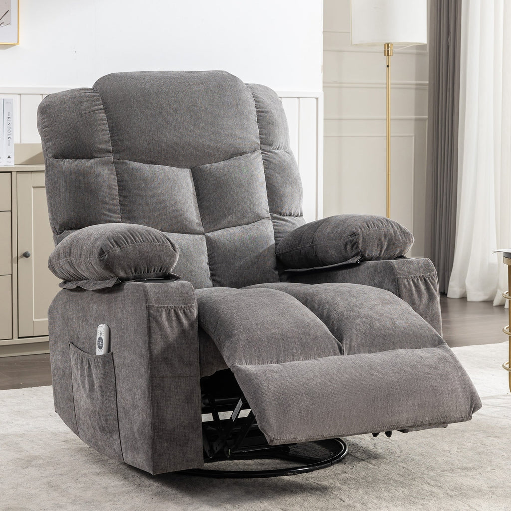 Fauteuil inclinable électrique avec inclinaison réglable à 139°, massage 8 points et chauffage lombaire, moteur Okin, chargement USB et rangement latéral