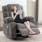 Fauteuil inclinable électrique avec inclinaison réglable à 139°, massage 8 points et chauffage lombaire, moteur Okin, chargement USB et rangement latéral