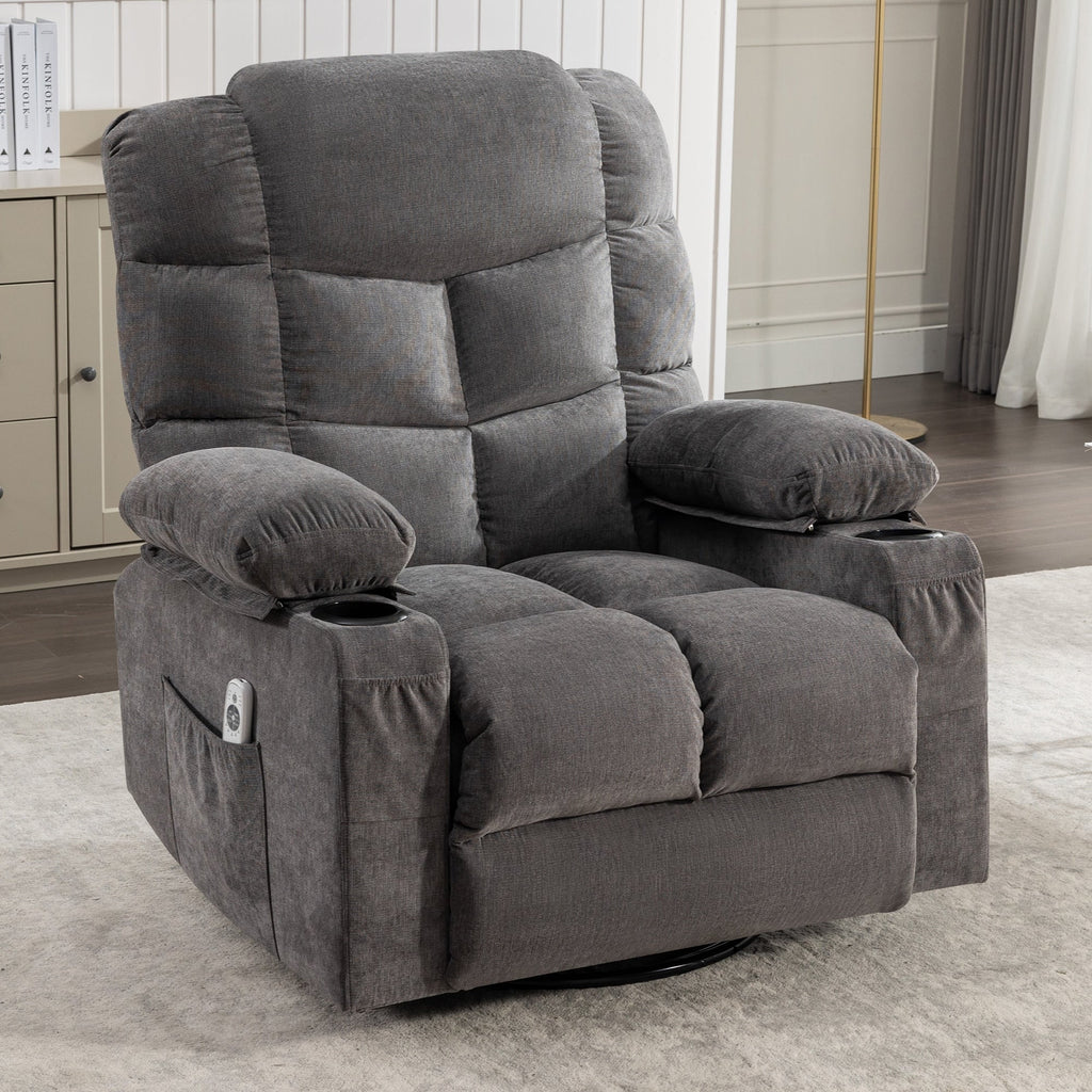 Fauteuil inclinable électrique avec inclinaison réglable à 139°, massage 8 points et chauffage lombaire, moteur Okin, chargement USB et rangement latéral