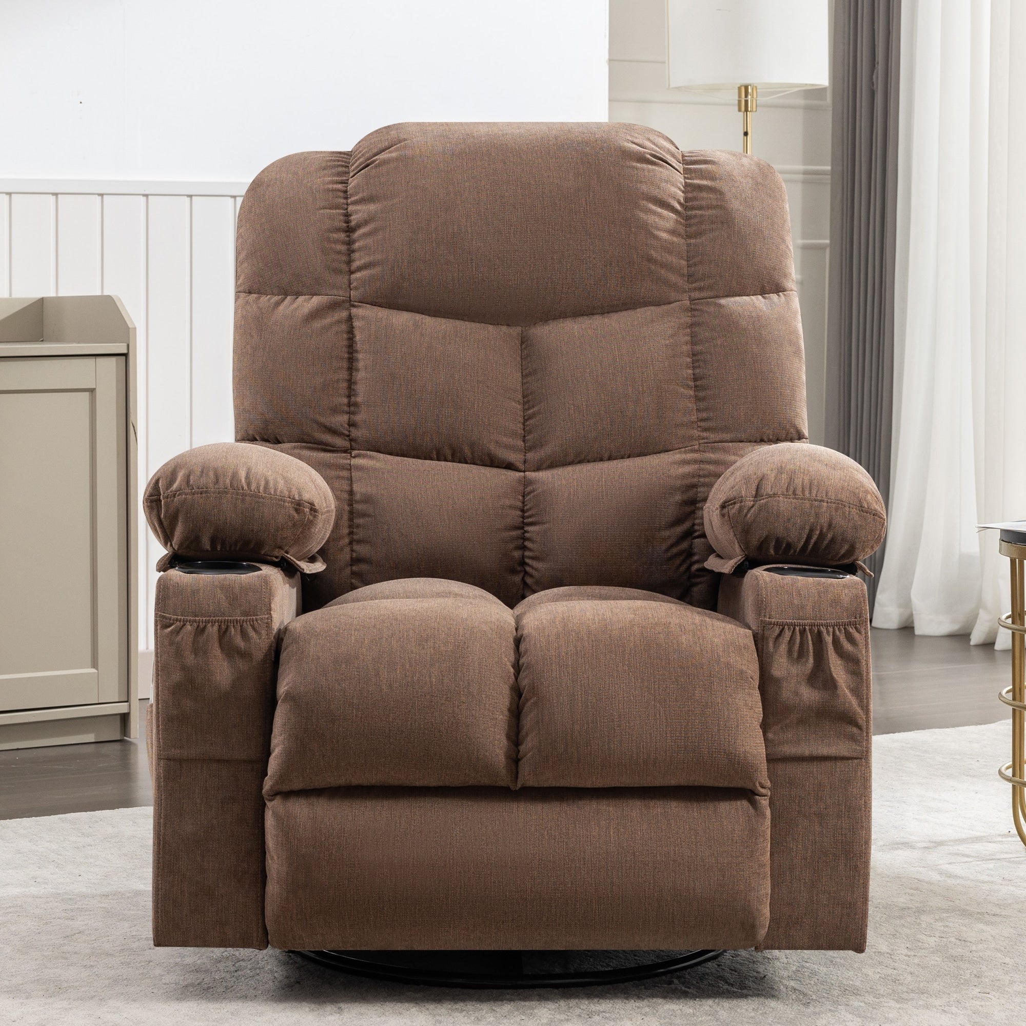 Fauteuil inclinable électrique avec inclinaison réglable à 139°, massage 8 points et chauffage lombaire, moteur Okin, chargement USB et rangement latéral