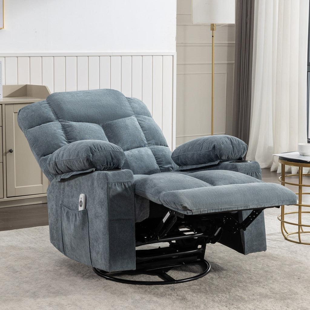 Fauteuil inclinable électrique avec inclinaison réglable à 139°, massage 8 points et chauffage lombaire, moteur Okin, chargement USB et rangement latéral