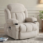 Fauteuil inclinable électrique avec massage et chauffage, port USB, porte-gobelets et poches latérales, modes de vibration réglables et chauffage
