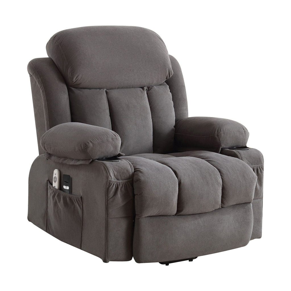 Fauteuil inclinable électrique avec massage, chauffage, port USB et porte-gobelets