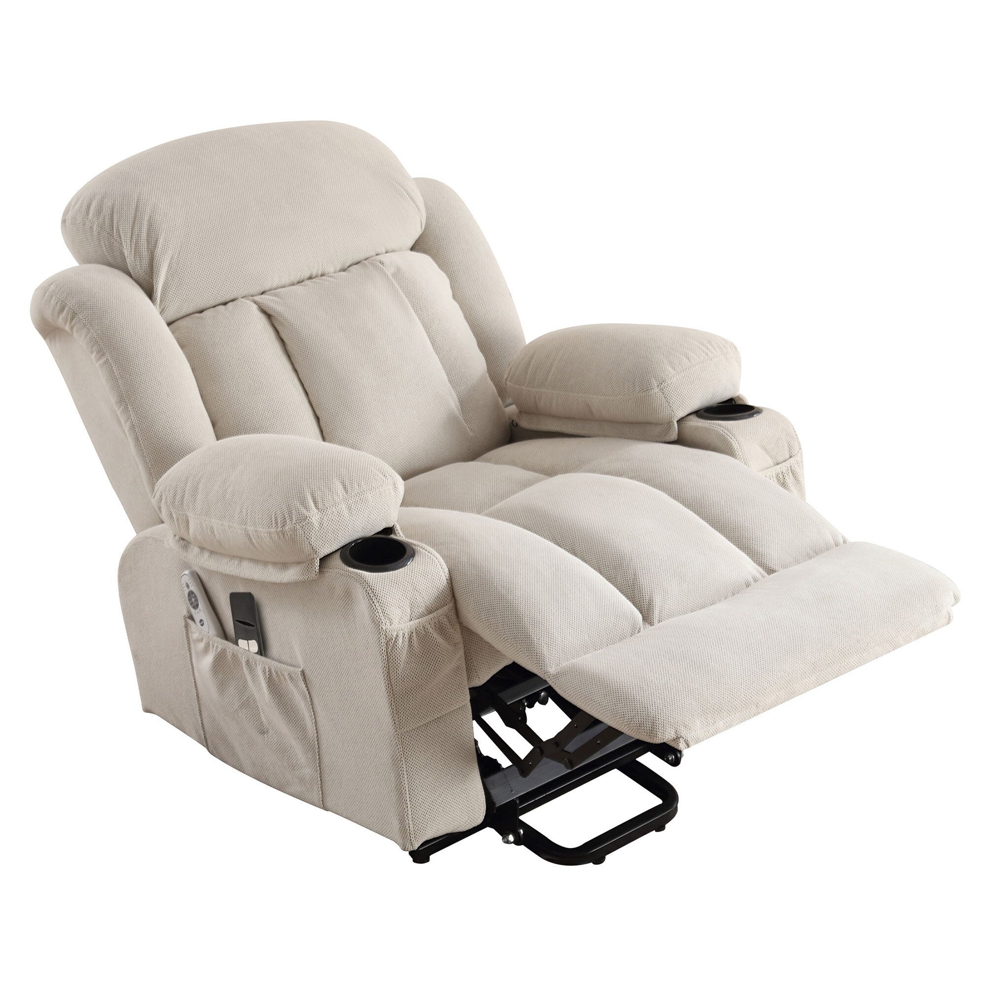 Fauteuil inclinable électrique avec massage, chauffage, port USB et porte-gobelets