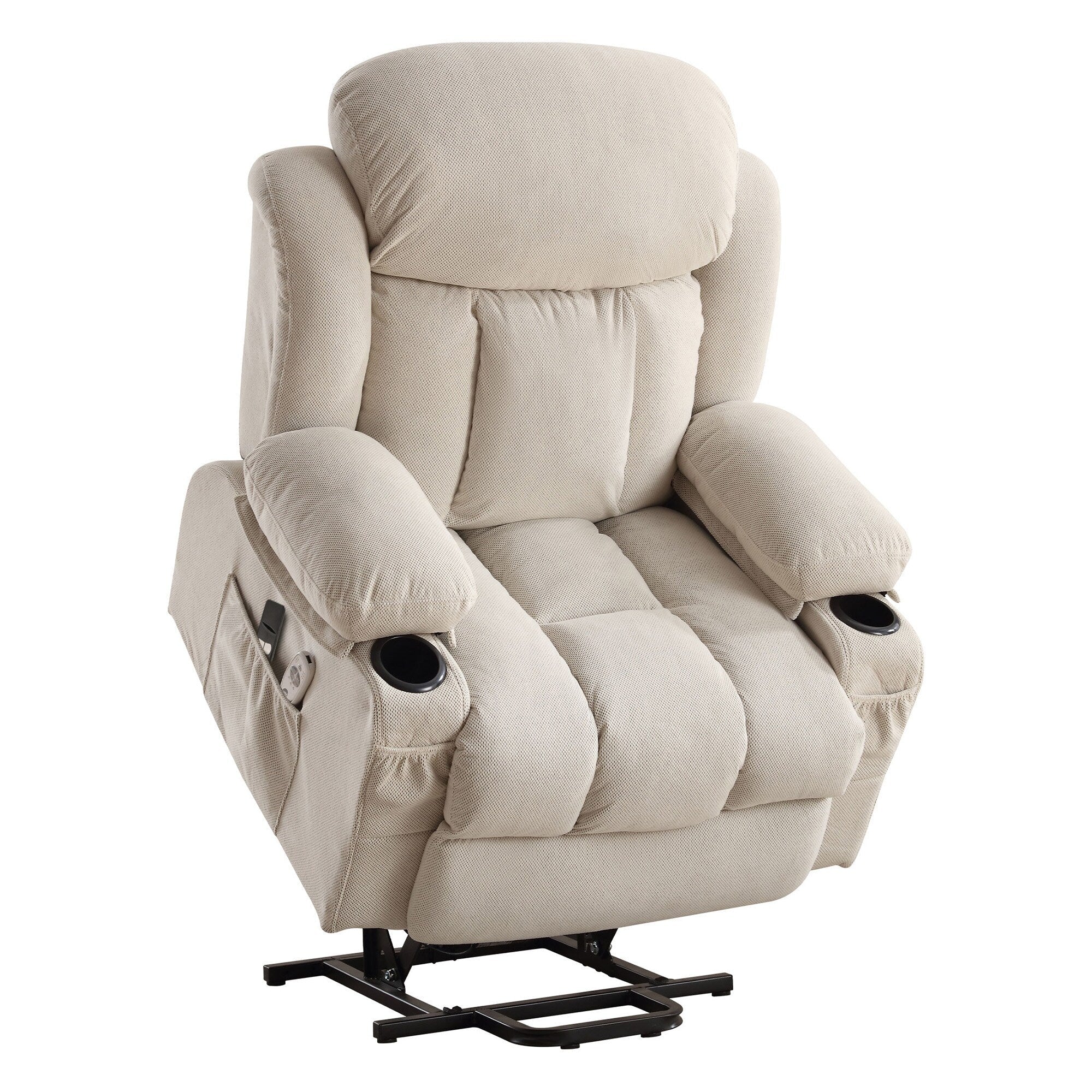 Fauteuil inclinable électrique avec massage, chauffage, port USB et porte-gobelets
