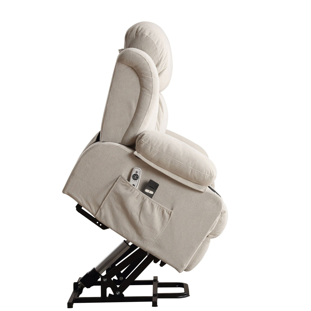 Fauteuil inclinable électrique avec massage, chauffage, port USB et porte-gobelets