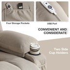 Fauteuil inclinable électrique avec massage, chauffage, port USB et porte-gobelets