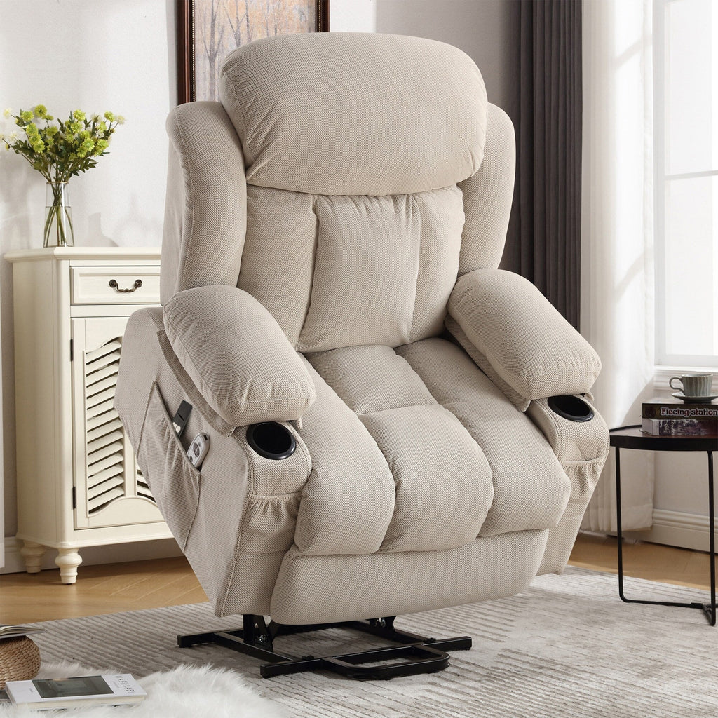 Fauteuil inclinable électrique avec massage, chauffage, port USB et porte-gobelets