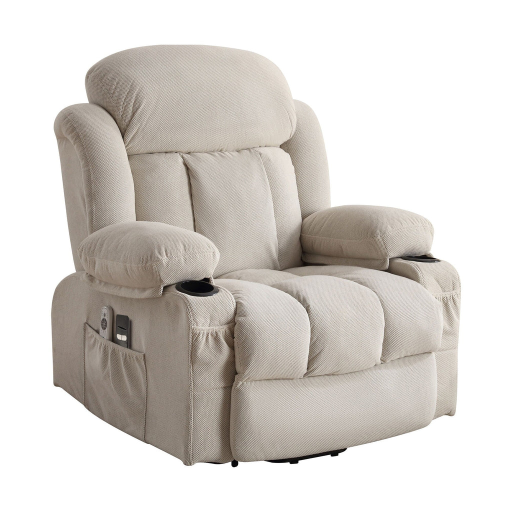 Fauteuil inclinable électrique avec massage, chauffage, port USB et porte-gobelets