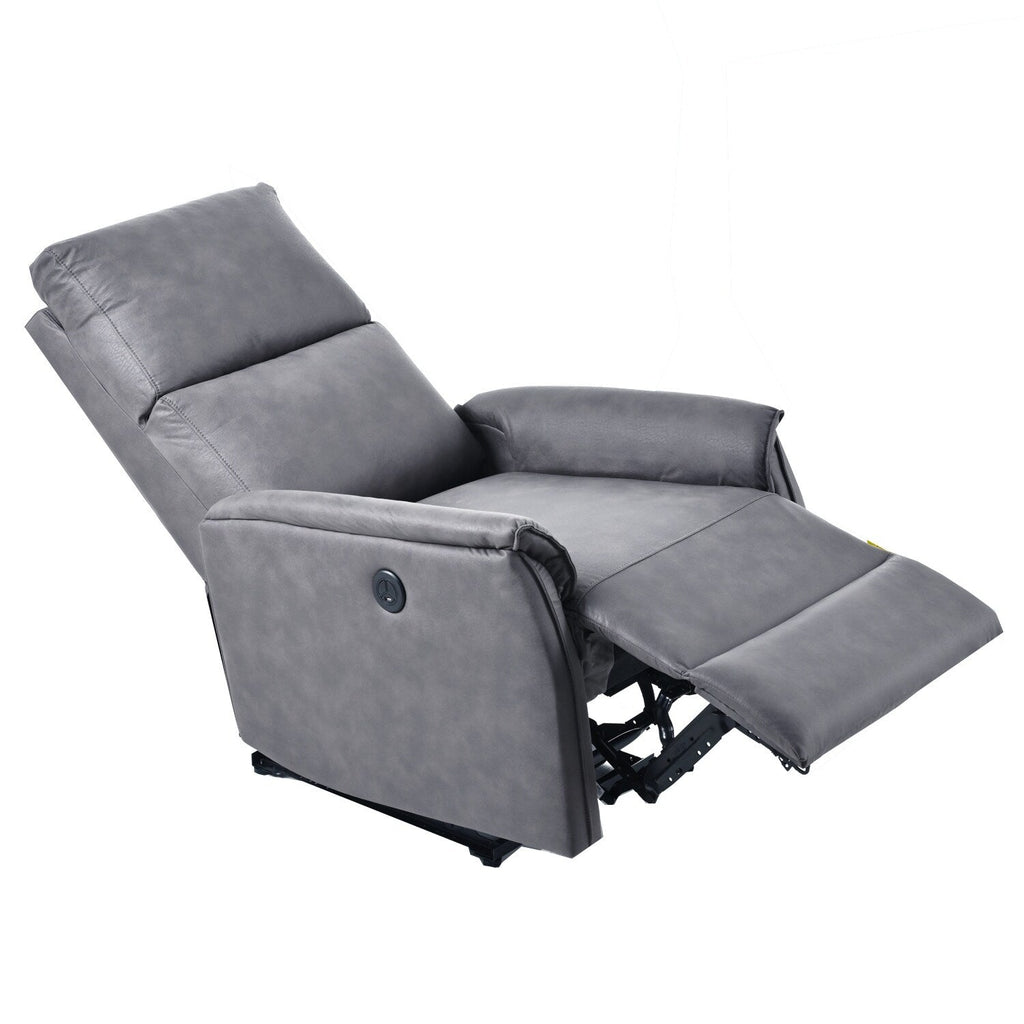 Fauteuil inclinable électrique avec chargement USB, assise confortable et panneau de commande latéral pour une détente optimale au salon