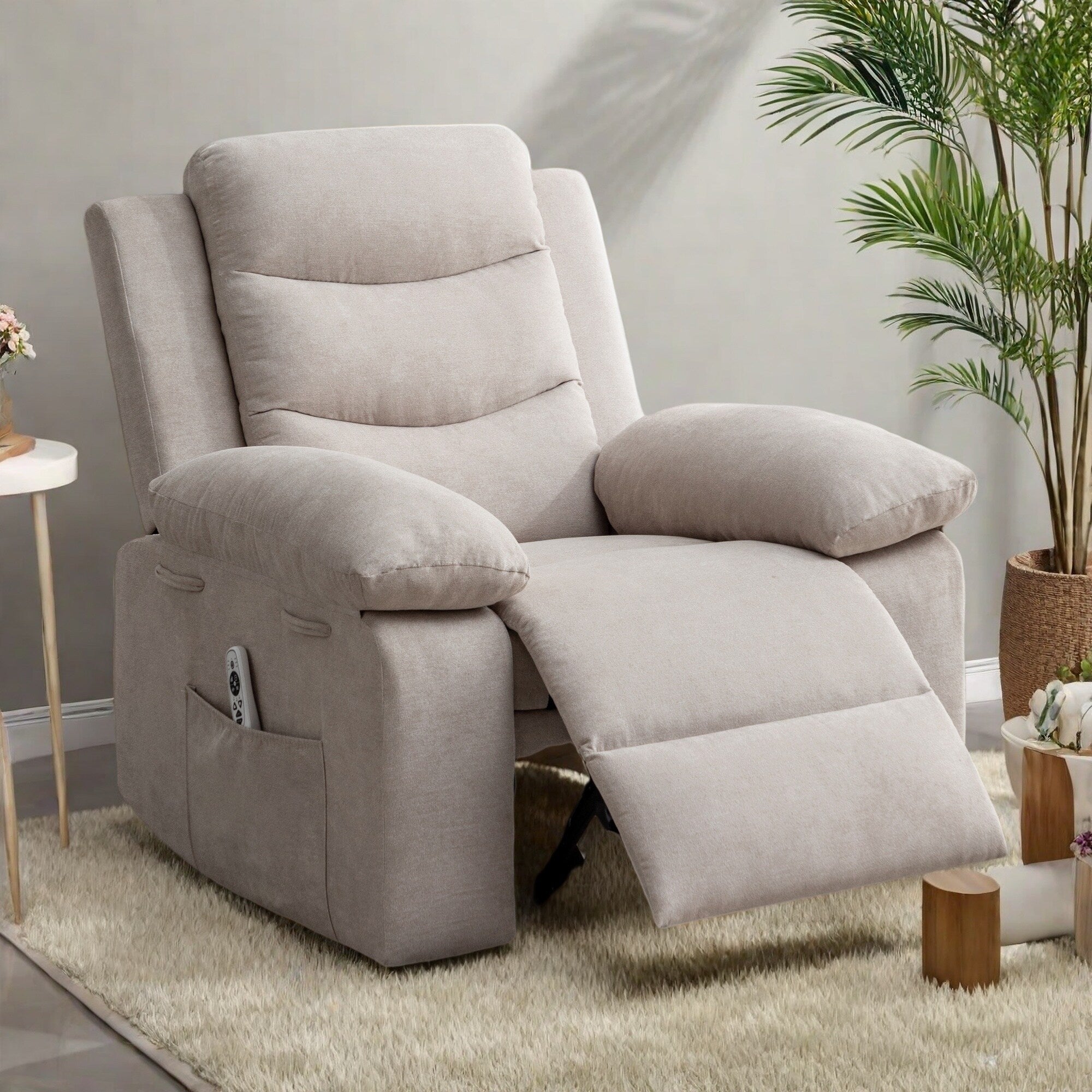 Fauteuil inclinable électrique avec massage, chauffage lombaire, poche latérale et support de cadre en acier
