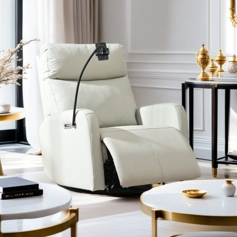 Fauteuil inclinable électrique pivotant à 270°, repose-pieds réglable, ports de charge USB et Type-C pour chambre d'enfant et salon