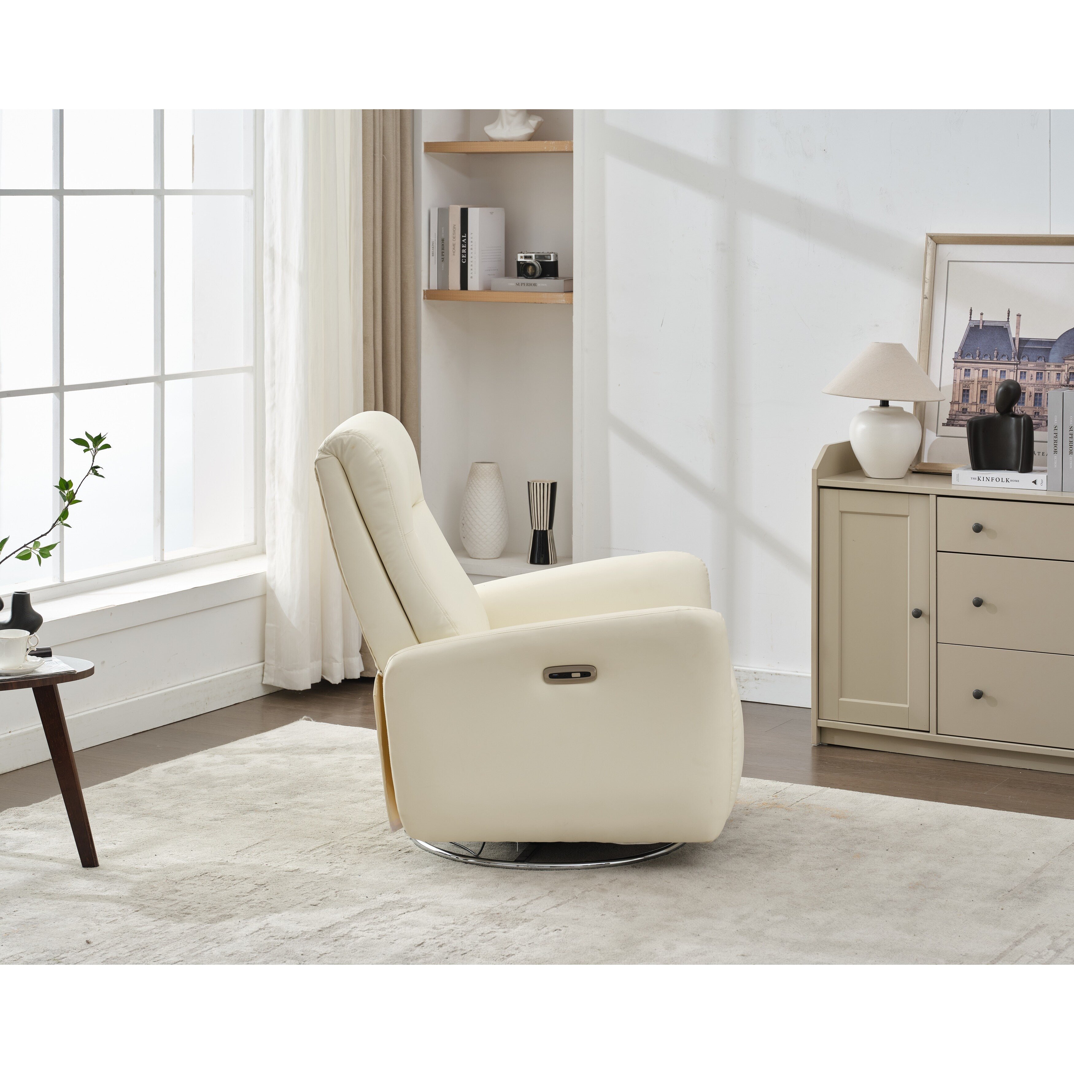 Fauteuil inclinable électrique pivotant à 270° avec commande par bouton pour chambre d'enfant, salon ou chambre d'enfant