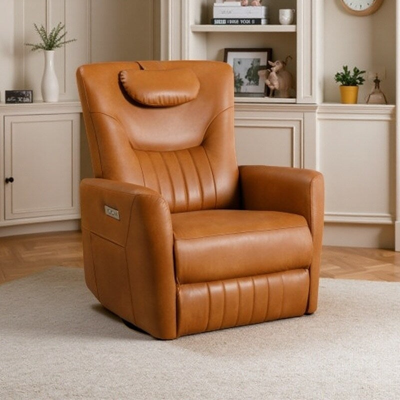 Fauteuil inclinable pivotant électrique avec rotation à 270°, fonction bascule, soutien lombaire et cervical, et ports de charge USB/Type-C