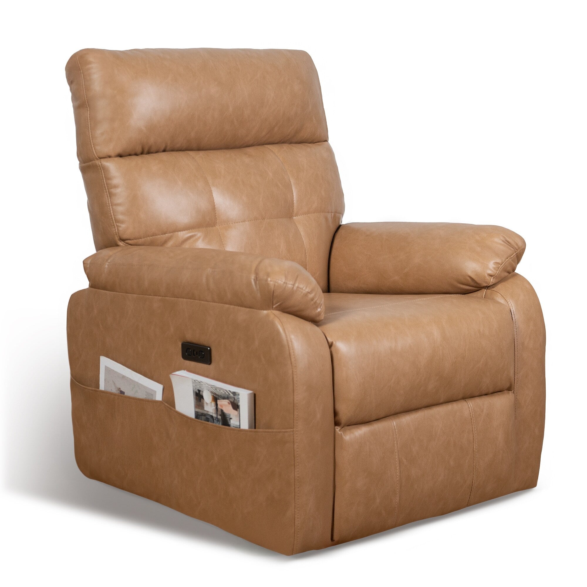 Fauteuil inclinable pivotant électrique - Fauteuil inclinable surdimensionné et robuste avec ports USB/Type-C, revêtement en velours côtelé moelleux