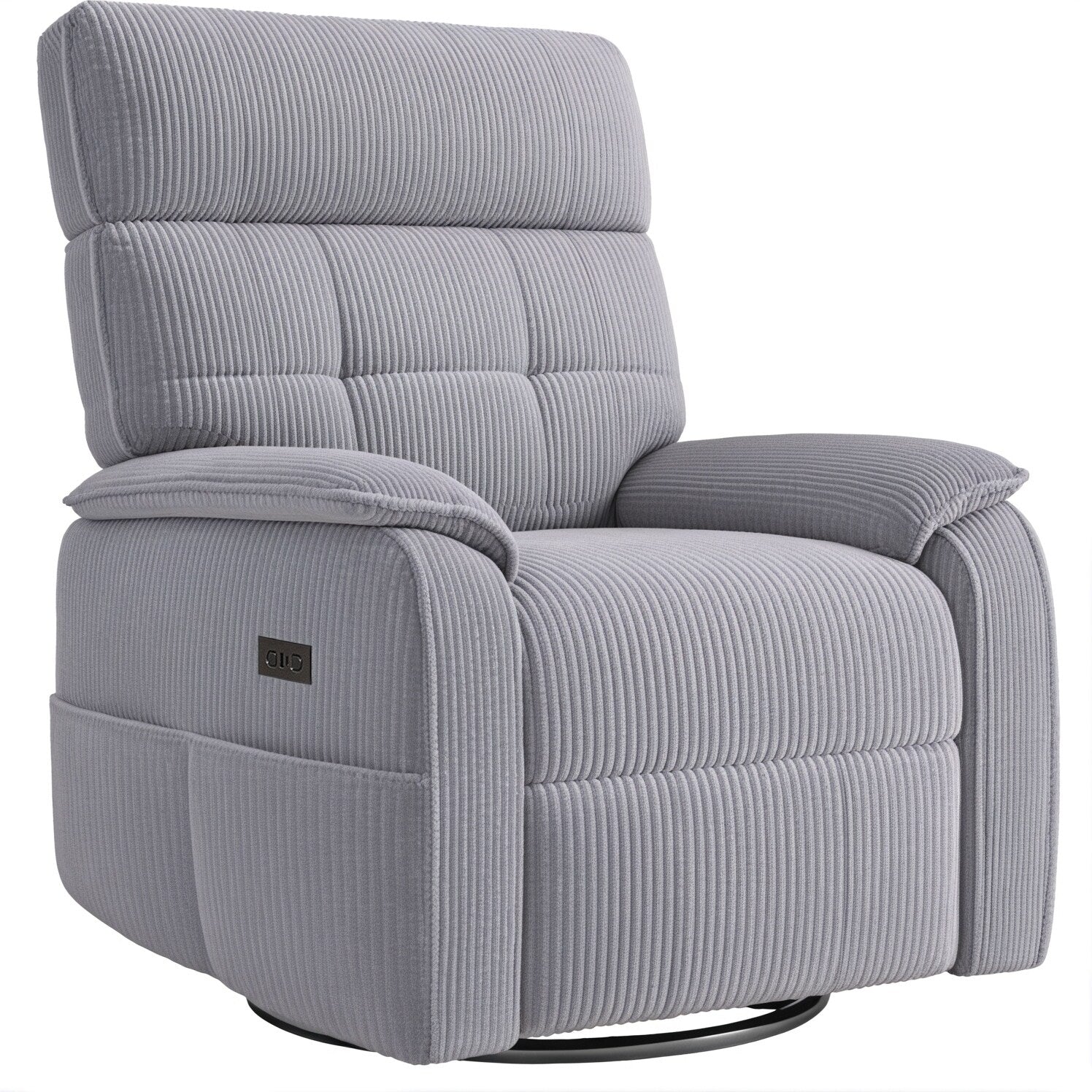Fauteuil inclinable pivotant électrique - Fauteuil inclinable surdimensionné et robuste avec ports USB/Type-C, revêtement en velours côtelé moelleux
