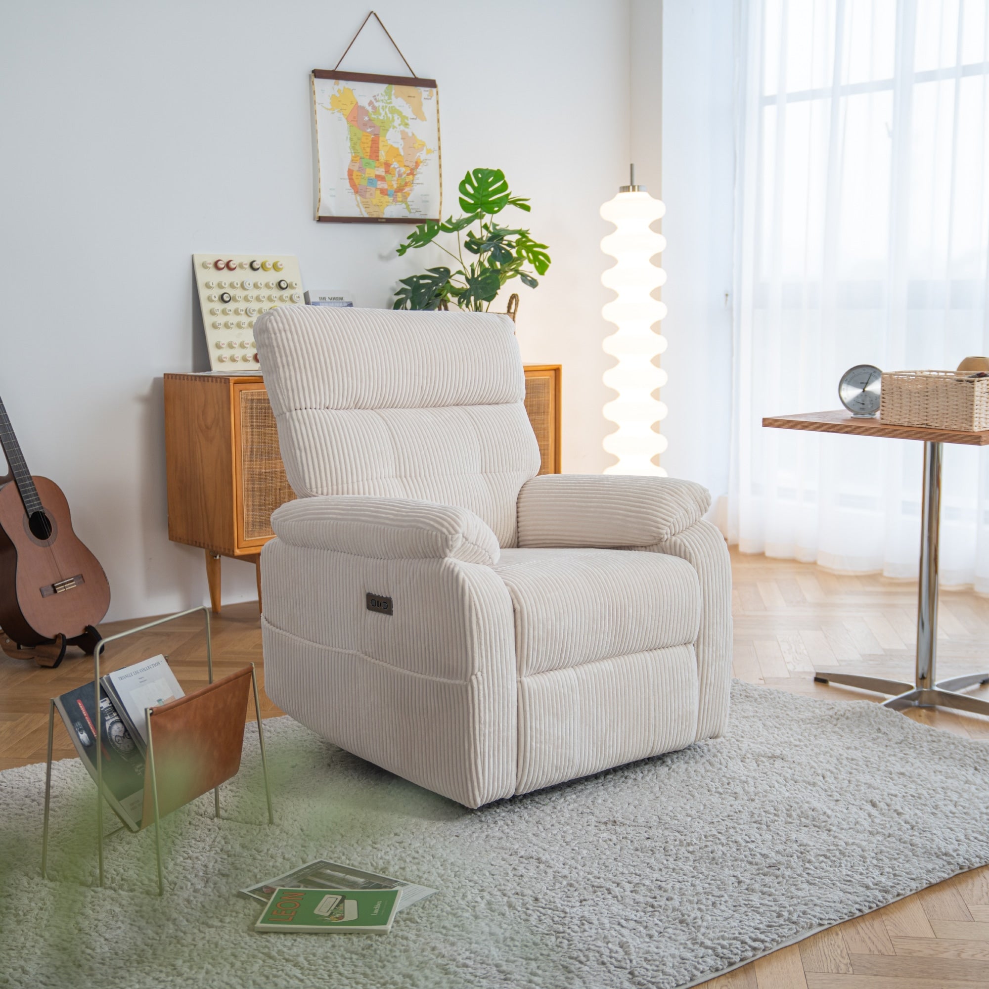 Fauteuil inclinable électrique à gravité zéro, avec ports de chargement USB Type-C, poche de rangement latérale, confort surdimensionné avec soutien lombaire