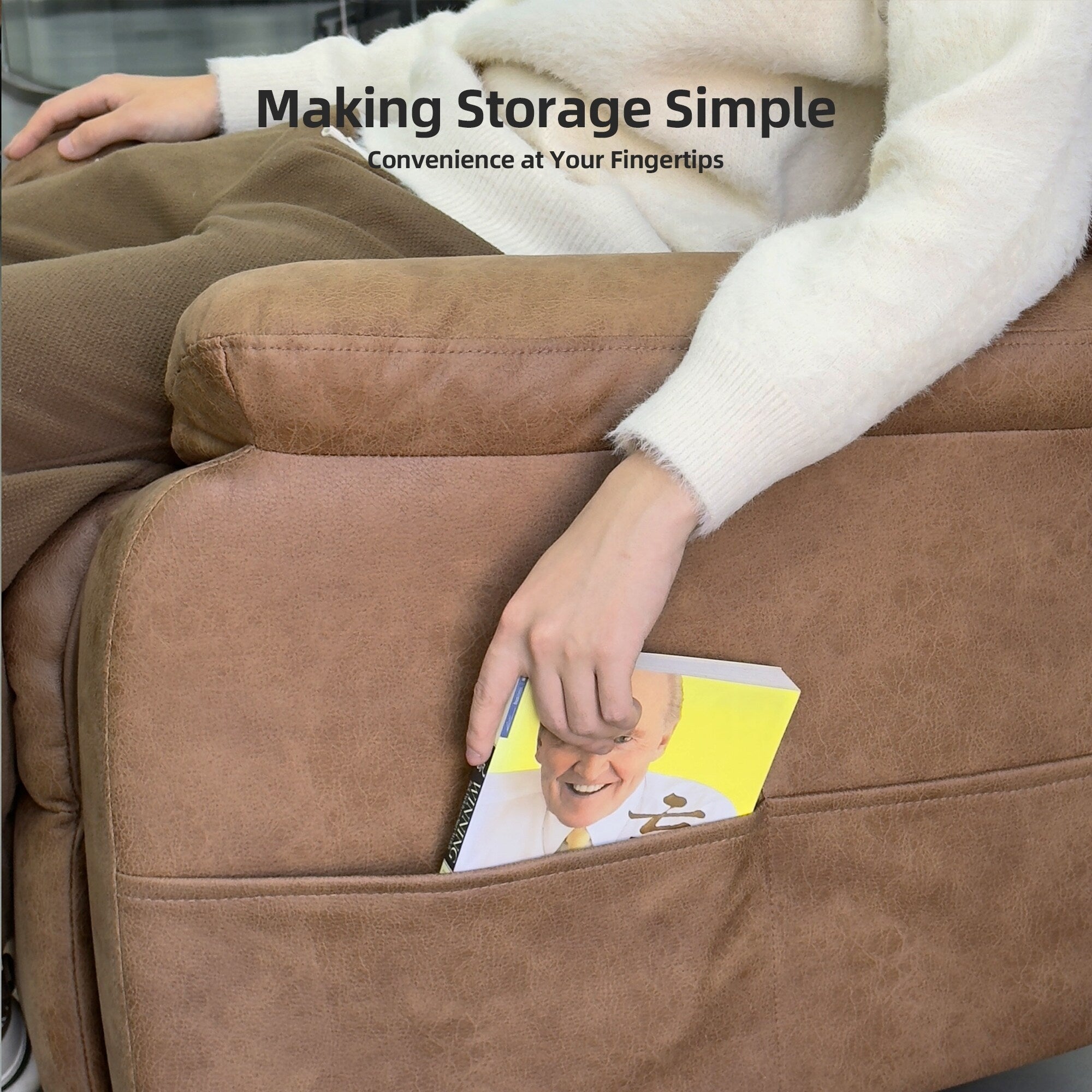 Fauteuil inclinable électrique à gravité zéro, avec ports de chargement USB Type-C, poche de rangement latérale, confort surdimensionné avec soutien lombaire