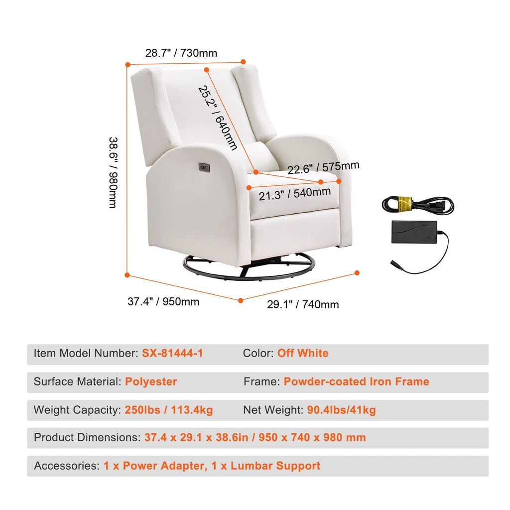 Fauteuil inclinable et pivotant électrique pour salon et chambre à coucher