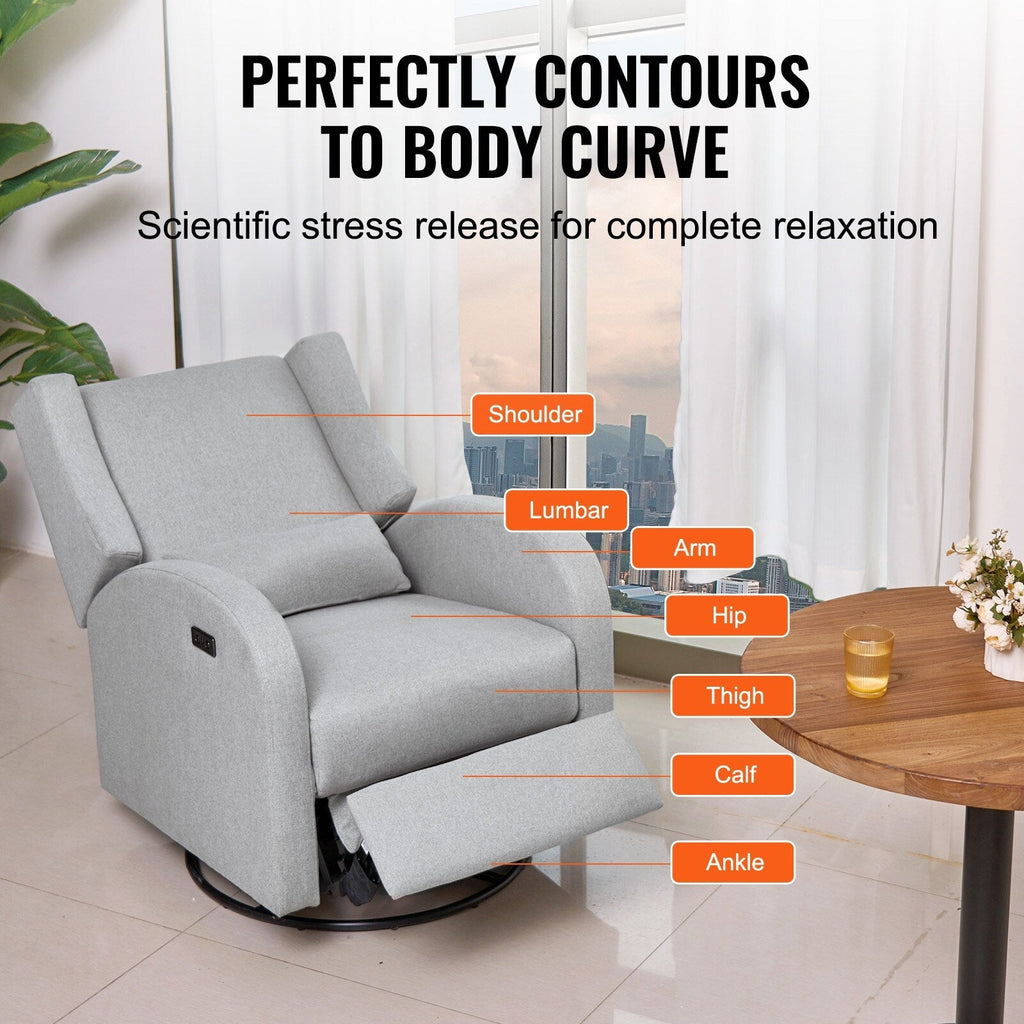 Fauteuil inclinable et pivotant électrique pour salon et chambre à coucher
