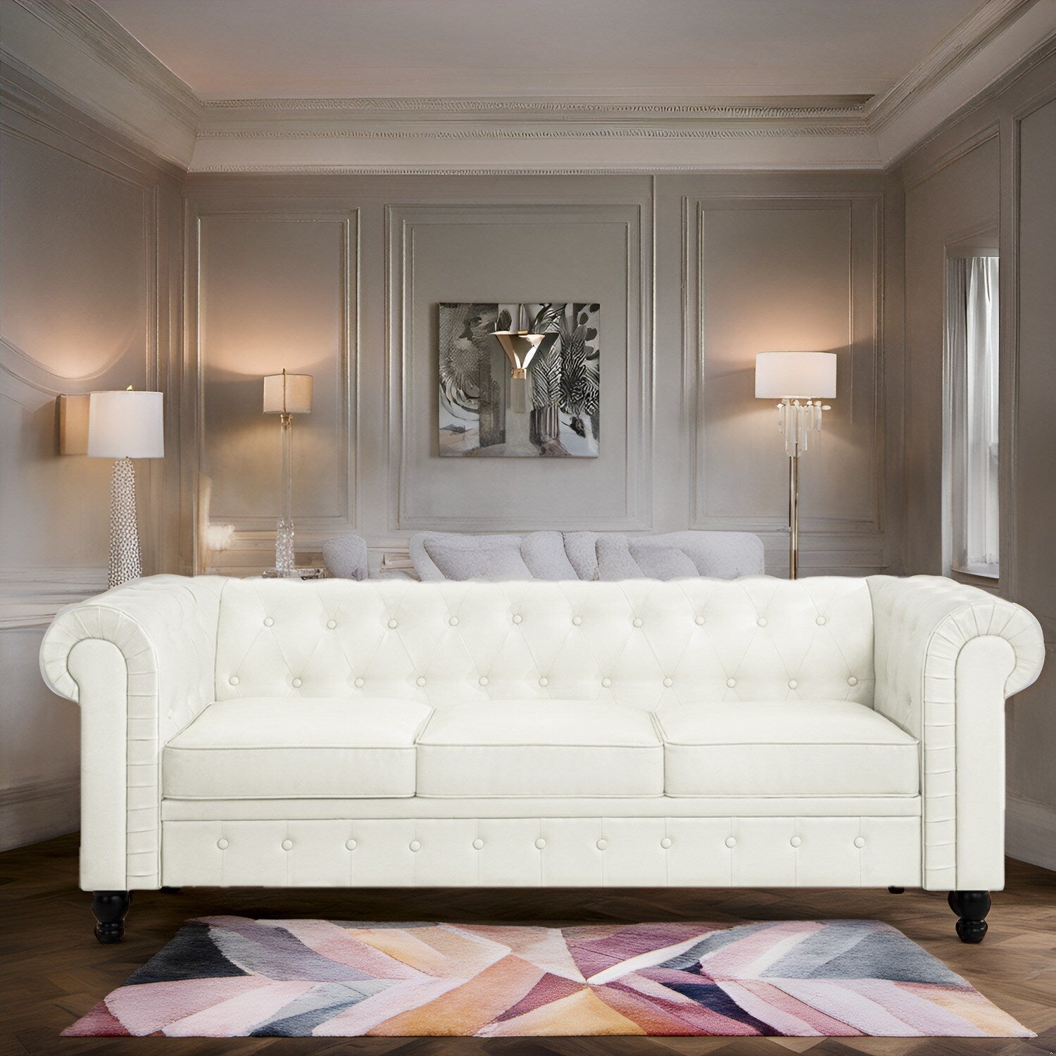 Canapé Chesterfield Élégance, Confort luxueux pour salons cosy, Canapé moderne du milieu du siècle, Élégance, Canapé 3 places