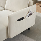 Élégant canapé en velours de 200 cm – Canapé spacieux avec garniture en métal et 3 coussins pour un espace moderne