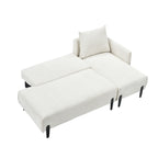 Élégant canapé en velours de 200 cm – Canapé spacieux avec garniture en métal et 3 coussins pour un espace moderne