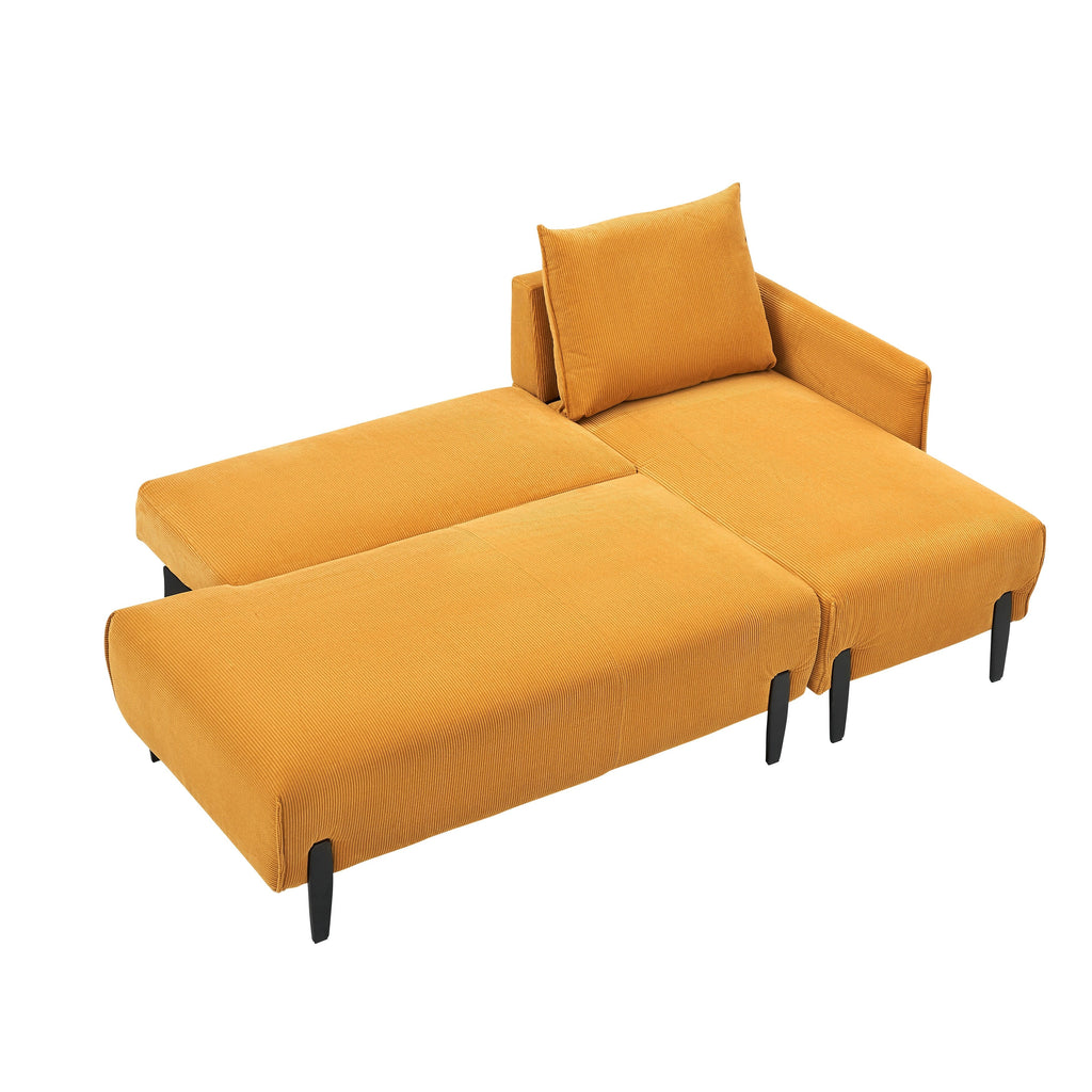 Élégant canapé en velours de 200 cm – Canapé spacieux avec garniture en métal et 3 coussins pour un espace moderne