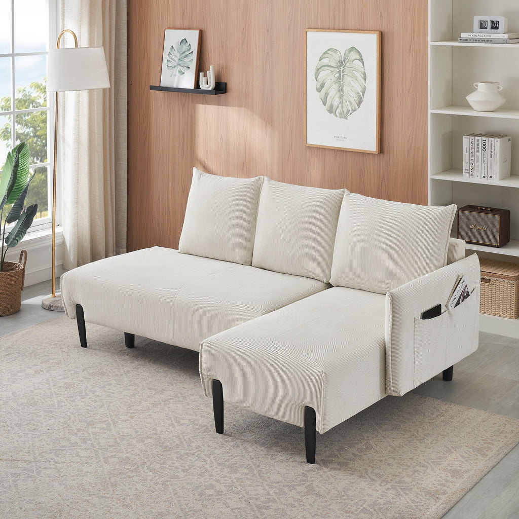 Élégant canapé en velours de 200 cm – Canapé spacieux avec garniture en métal et 3 coussins pour un espace moderne